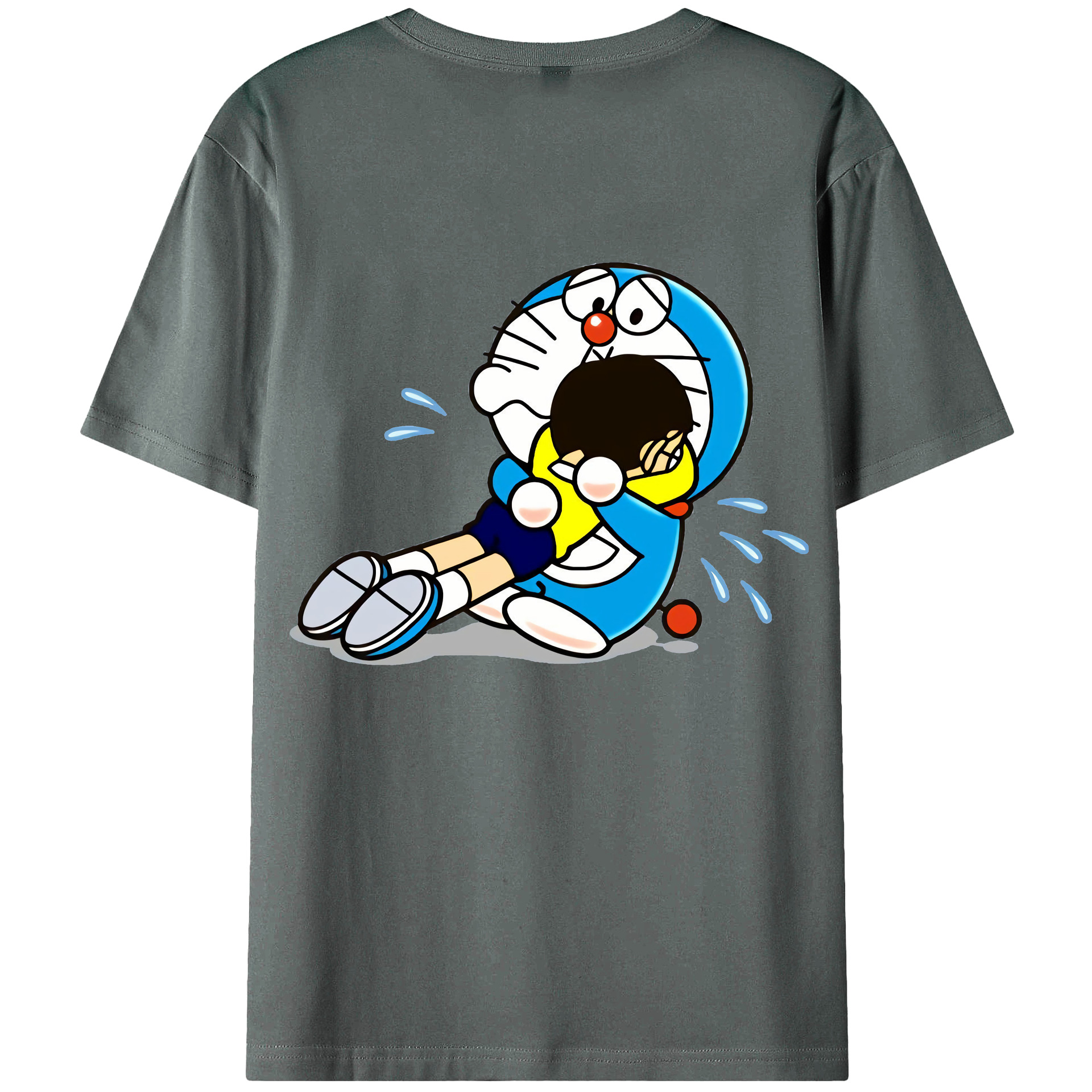 （画像用） ドラえもん Doraemon 綿100％ メンズ半袖Tシャツ（バックプリント） 通気性